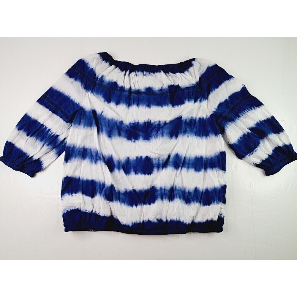 Lauren Ralph Lauren Womens Vanuela Blue Tie-Dye Peasant Top Shirt Size L - Picture 6 of 6